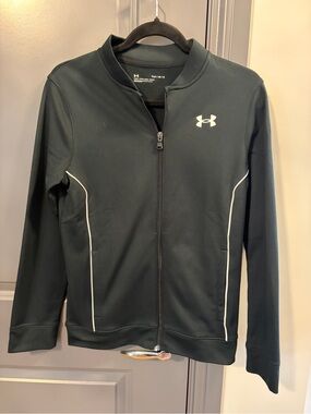 Under Armour Black Full-Zip Performance warm up Jacket with White Logo